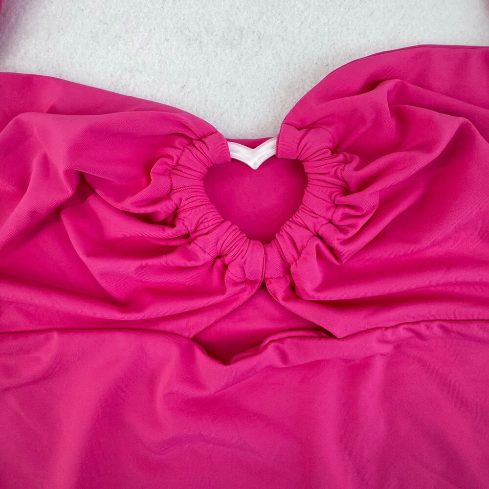 Cider Pink Halter Crop Top Y2K Heart Cutout Ruched Clubwear Top M Polly pocket - Picture 7 of 7